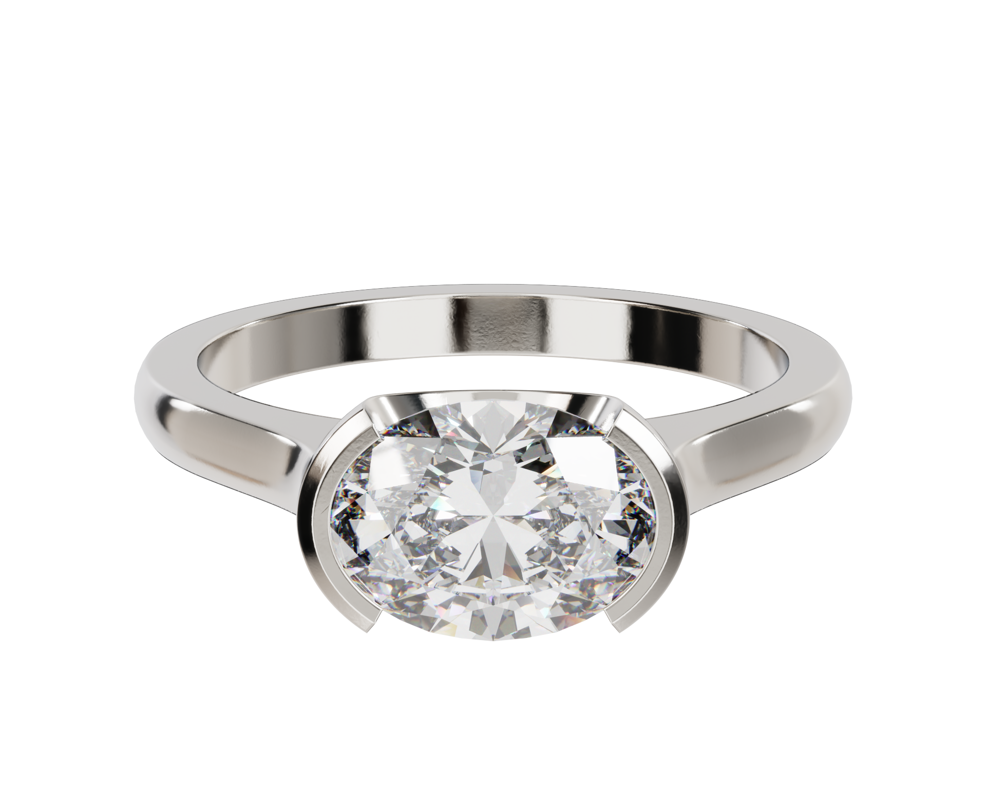 East West Oval Cut Diamond Ring