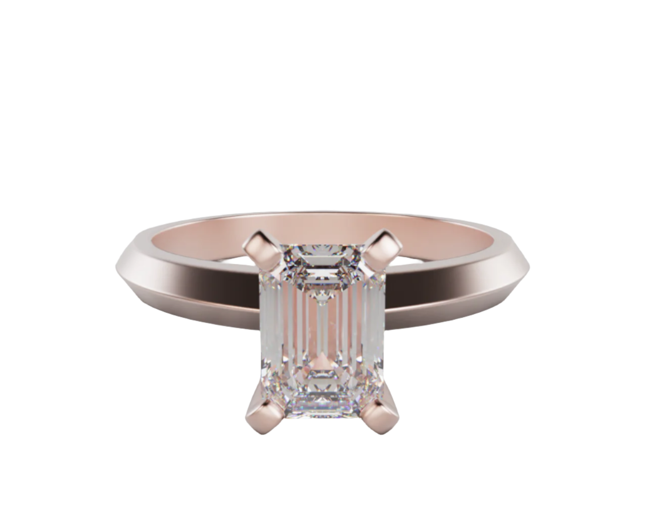 "London" Emerald Cut Diamond Solitaire Engagement Ring