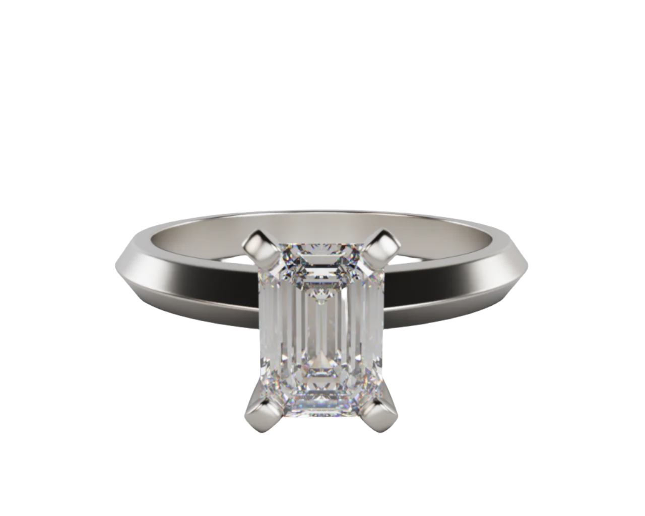 "London" Emerald Cut Diamond Solitaire Engagement Ring