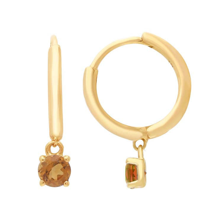 Citrine Huggie Earrings 9K Yellow Gold