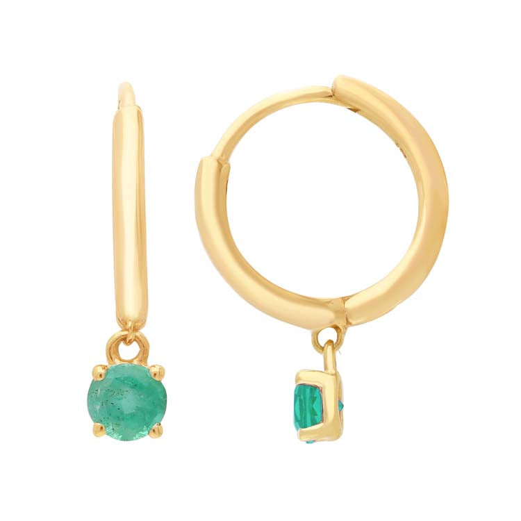 Emerald Huggie Earrings 9K Yellow Gold