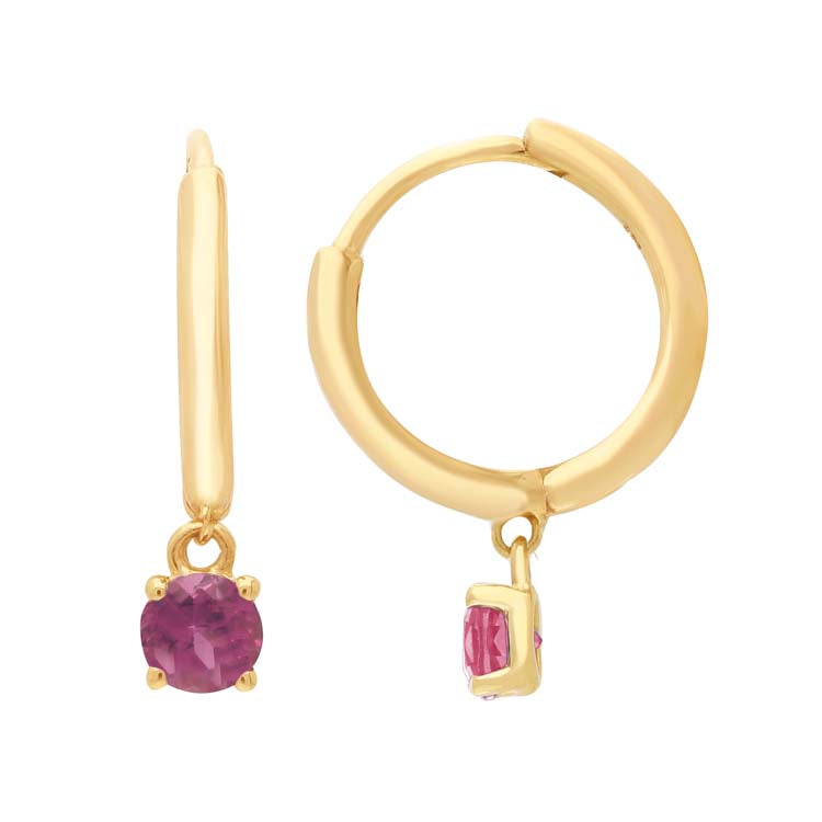 Tourmaline Huggie Earrings 9K Yellow Gold