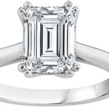 Emerald Cut Diamond Engagement Ring Solitaire 18CT White Gold
