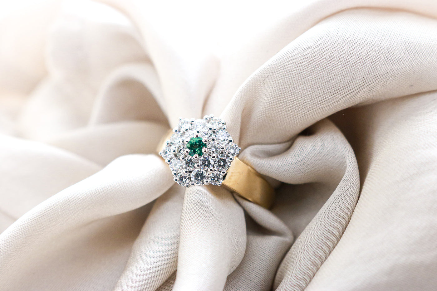 Emerald & Diamond Ring Yellow Gold