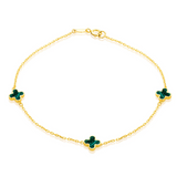 Green Malachite Clover Petal Bracelet