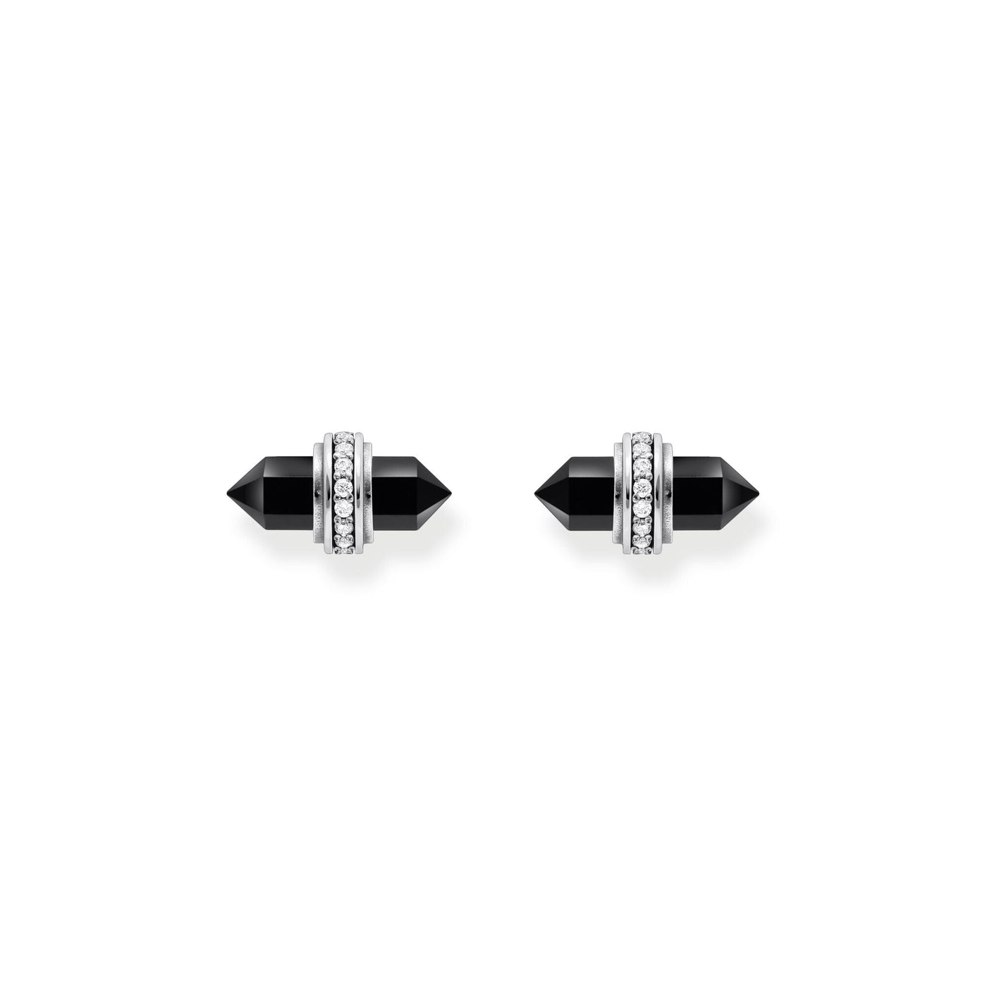 THOMAS SABO Crystal Ear Studs with Onyx Silver