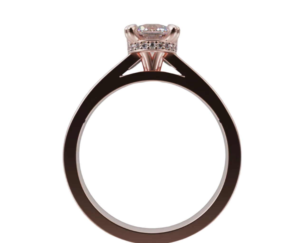 "Luna" 1 Carat Round Diamond Hidden Halo Solitare Engagement Ring