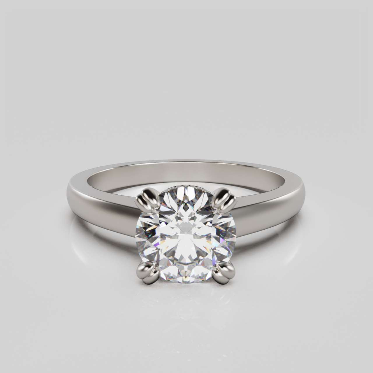 "Luna" 1 Carat Round Diamond Hidden Halo Solitare Engagement Ring