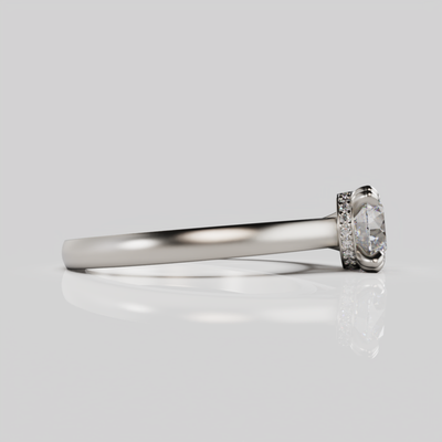 "Luna" 1 Carat Round Diamond Hidden Halo Solitare Engagement Ring