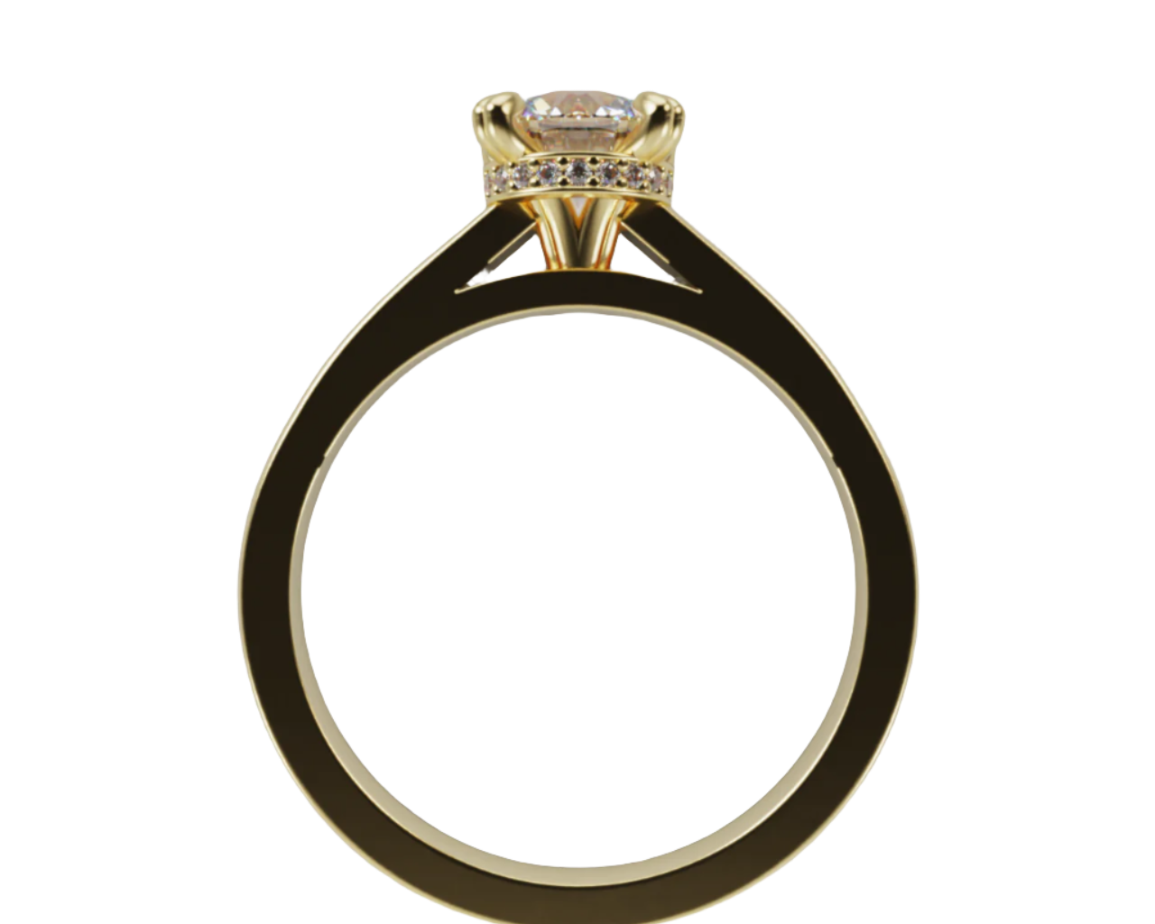 "Luna" 1 Carat Round Diamond Hidden Halo Solitare Engagement Ring