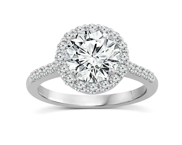 Halo Diamond Engagement Ring in White Gold