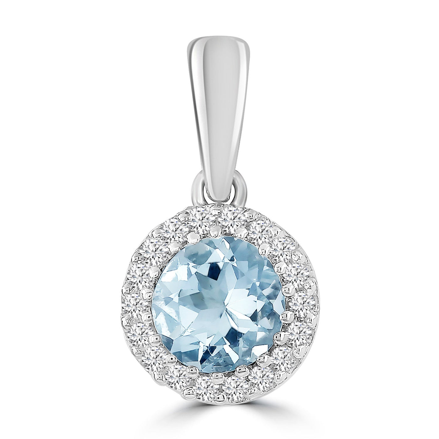 Aquamarine Pendant with 0.03ct Diamonds in 9K White Gold