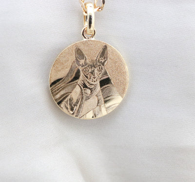 Personalised Pet Photo Necklace Animal Pet Memorial Portrait Necklace Gold