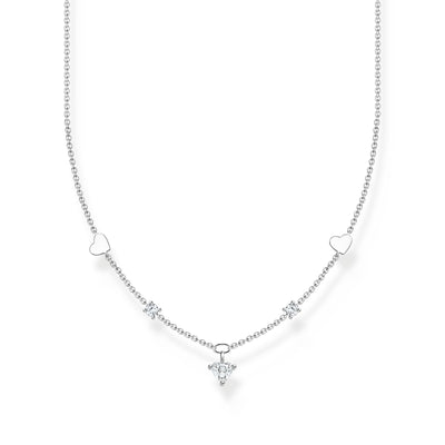 Thomas Sabo Necklace with hearts and white stones silver