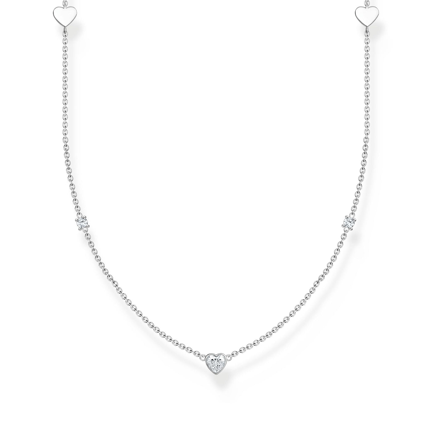 Thomas Sabo Necklace with hearts and white stones silver