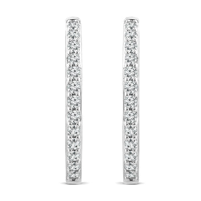 1.00ct Lab Grown Diamond Hoop Earrings in 18K White Gold