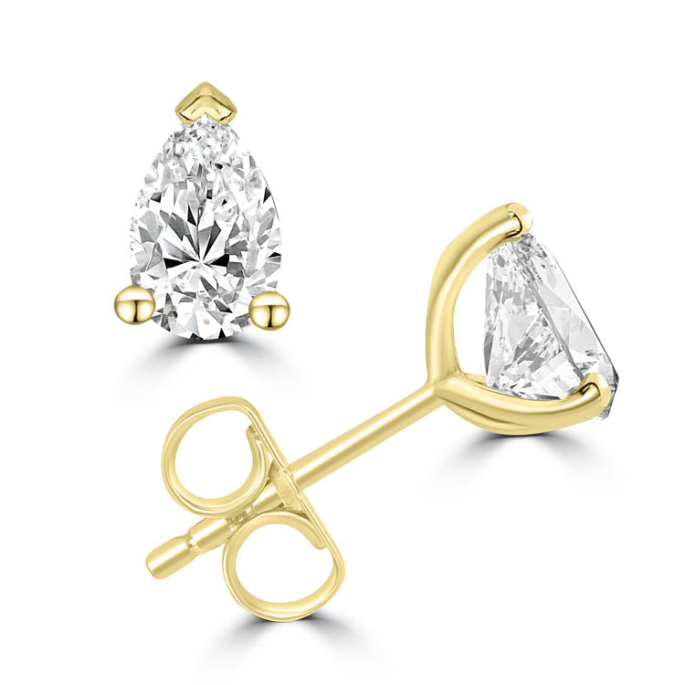 1.00ct Lab Grown Diamond Pear  Ear Studs in 18K Gold