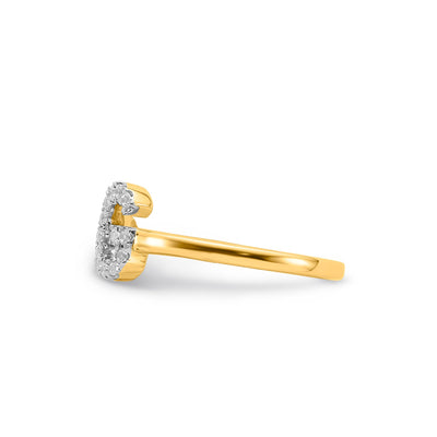 0.19ct Lab Grown Diamond Initial  Ring in 9K Yellow Gold