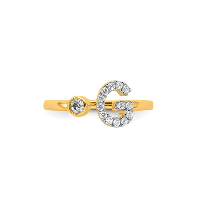 0.19ct Lab Grown Diamond Initial  Ring in 9K Yellow Gold