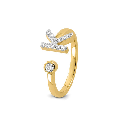 0.18ct Lab Grown Diamond  Initial Ring in 9K Yellow Gold