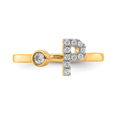 0.16ct Lab Grown Diamond Initial Ring in 9K Yellow Gold