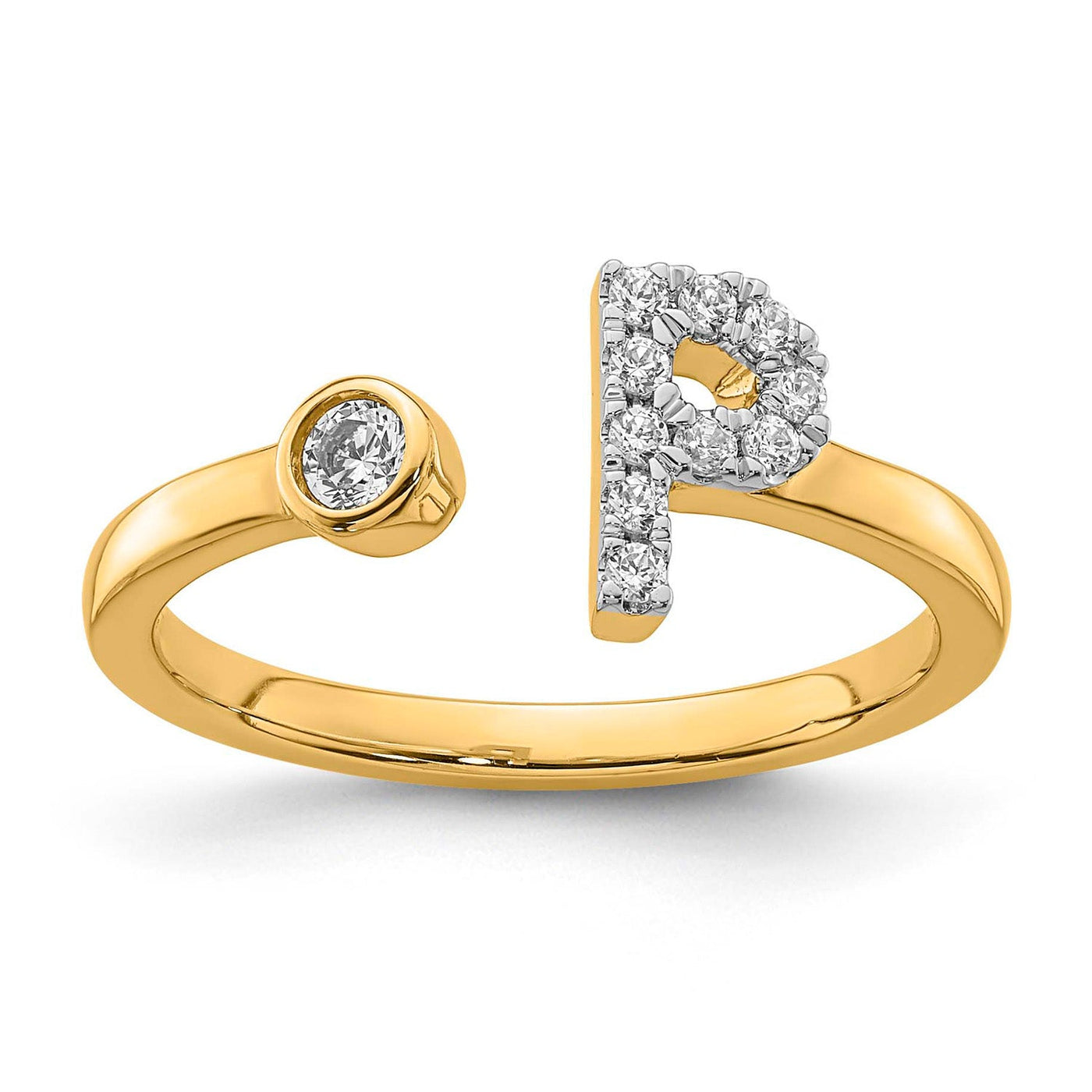 0.16ct Lab Grown Diamond Initial Ring in 9K Yellow Gold