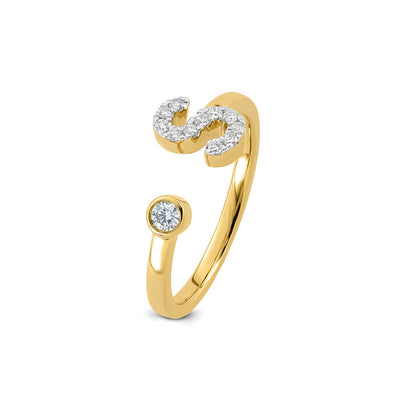 0.17ct Lab Grown Diamond Initial Ring in 9K Yellow Gold