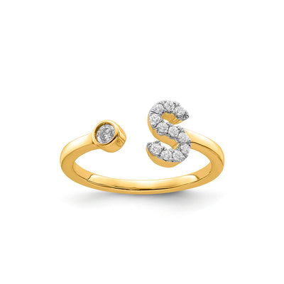 0.17ct Lab Grown Diamond Initial Ring in 9K Yellow Gold