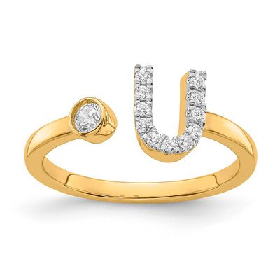 0.17ct Lab Grown Diamond Initial Ring in 9K Yellow Gold