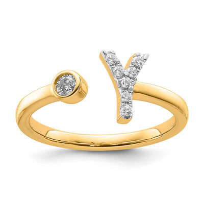 0.13ct Initial Lab Grown Diamond Ring in 9K Yellow Gold