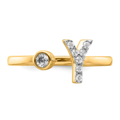 0.13ct Initial Lab Grown Diamond Ring in 9K Yellow Gold