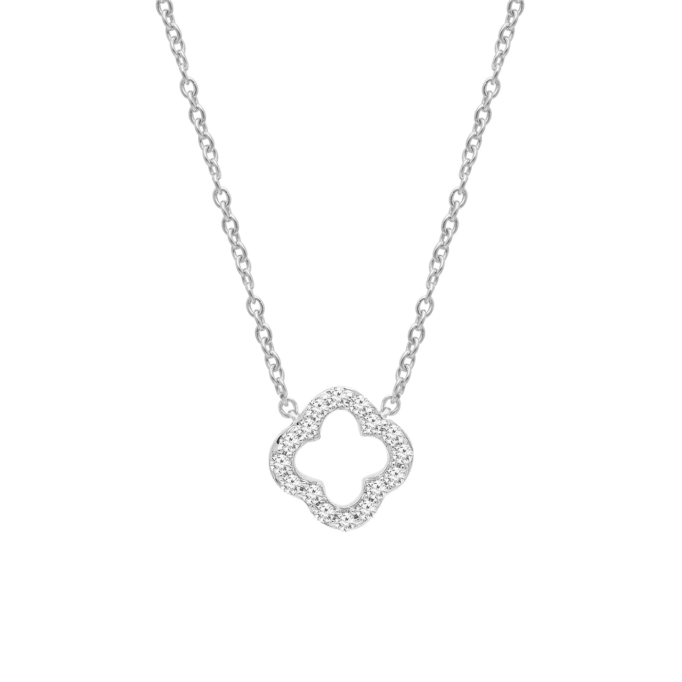 Clover Necklace in 9K White Gold