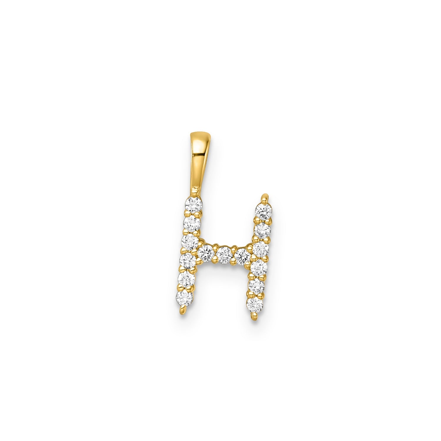 Petite Diamond Initial Pendant Letter H Yellow Gold
