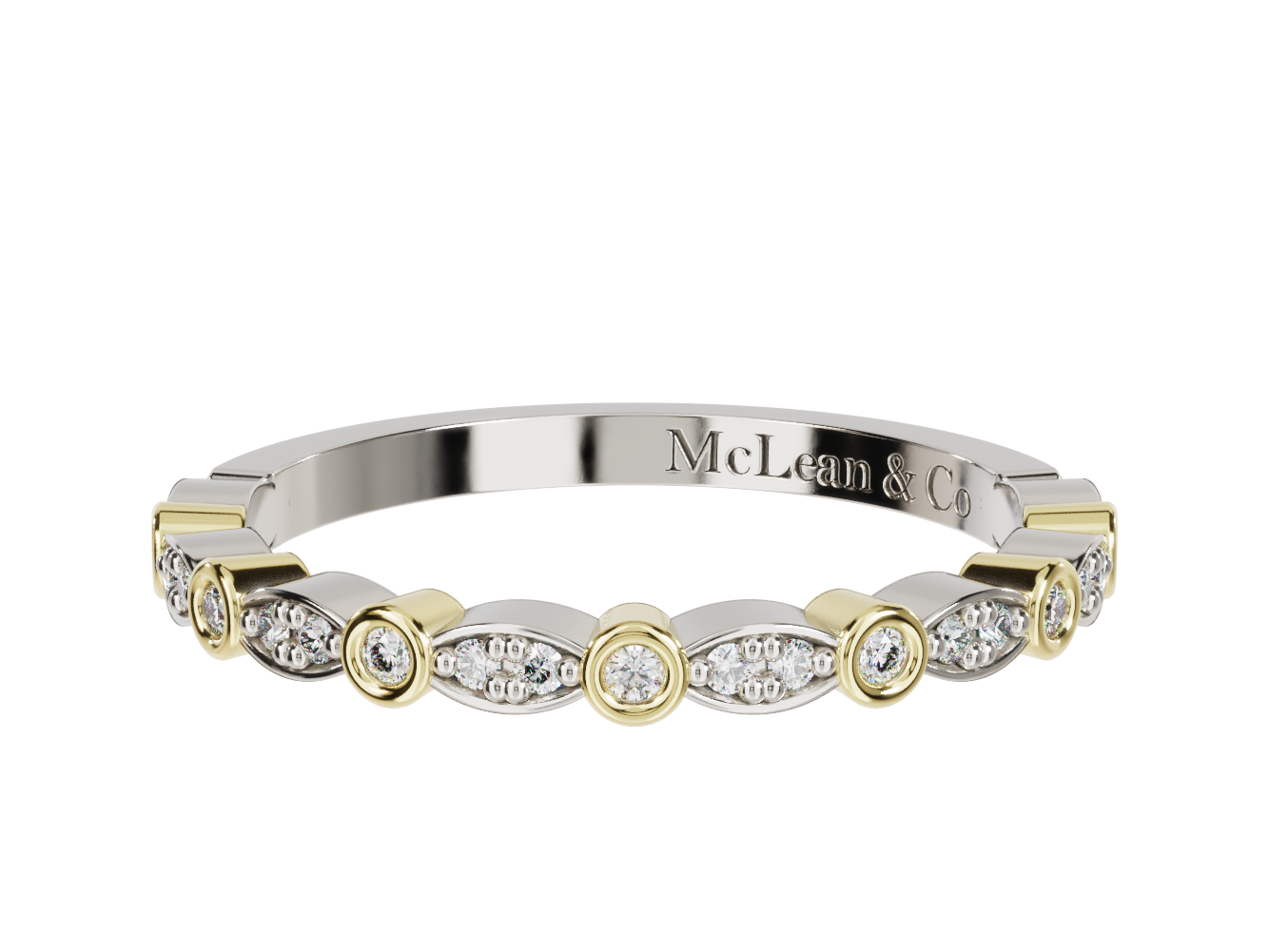 Two Tone Delicate Diamond Gold Wedding Ring | McLean & Co Manufacturing Jewellers Sunshine Coast Australia