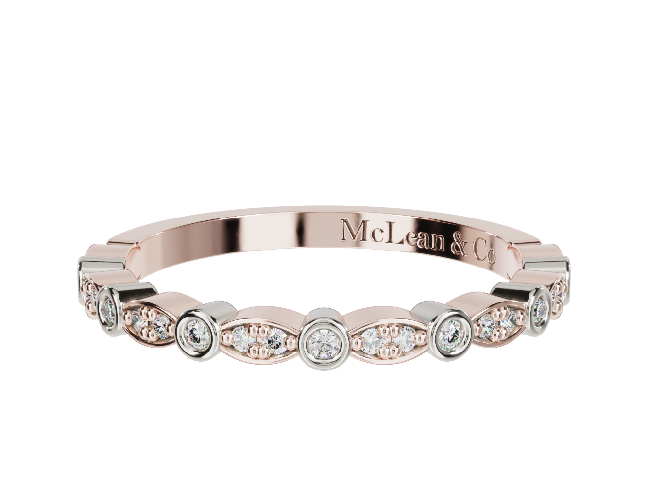 Rose Gold White Gold Custom Made Diamond Wedding Ring | McLean & Co Manufacturing Jewellers Sunshine Coast Australia