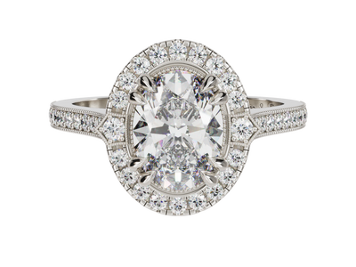 'Evie'Oval Millgrain Engagement Ring