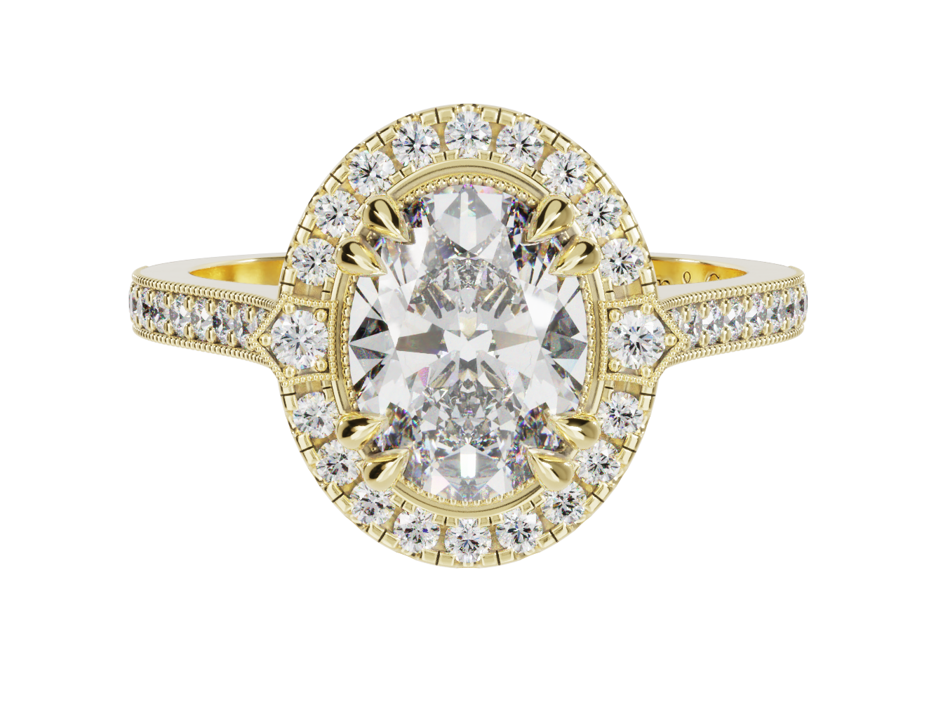 'Evie'Oval Millgrain Engagement Ring