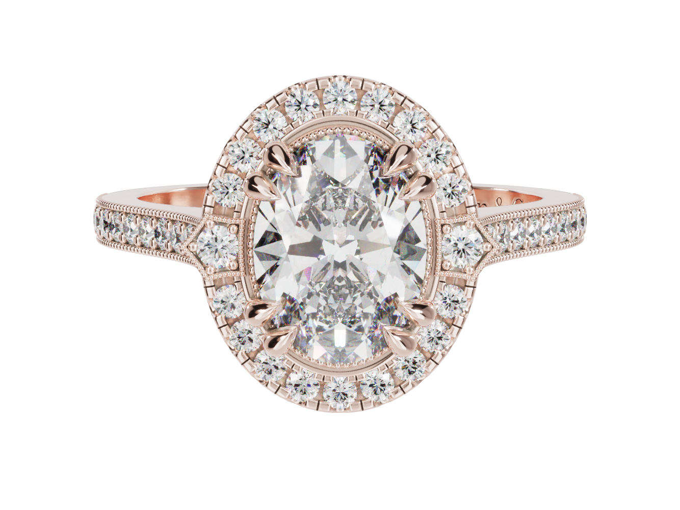 'Evie'Oval Millgrain Engagement Ring