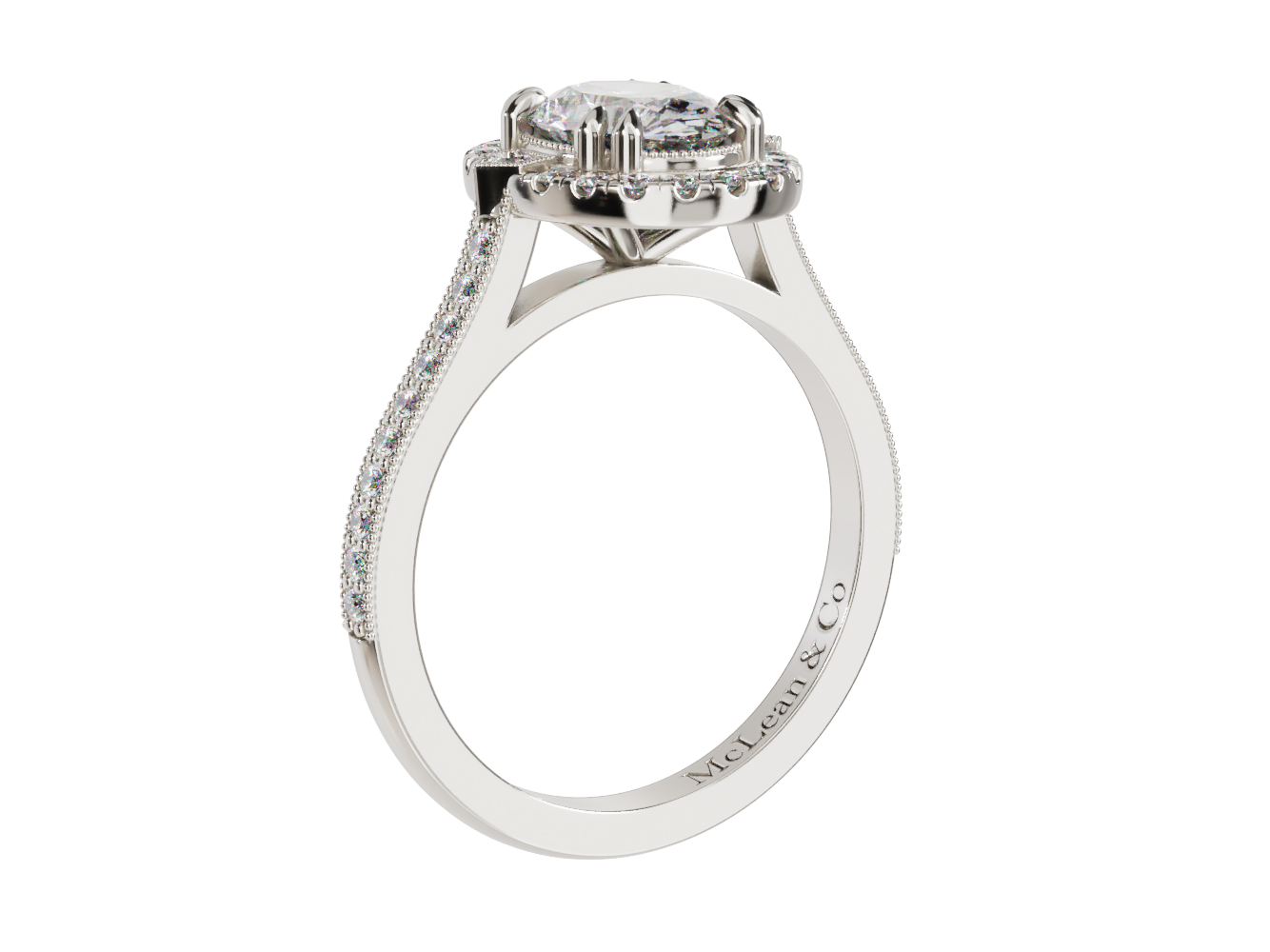 'Evie'Oval Millgrain Engagement Ring