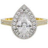 Pear Shape lab Grown Diamond Halo Millgrain Ring | McLean & Co Manufacturing Jewellers Sunshine Coast Australia