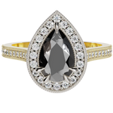Pear Shape Black Diamond Halo Millgrain Ring | McLean & Co Manufacturing Jewellers Sunshine Coast Australia