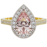  Morganite Diamond Halo Millgrain Ring | McLean & Co Manufacturing Jewellers Sunshine Coast Australia