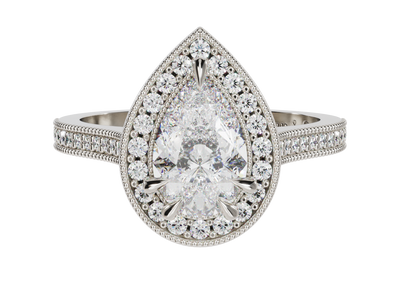 Pear Millgrain Diamond Ring