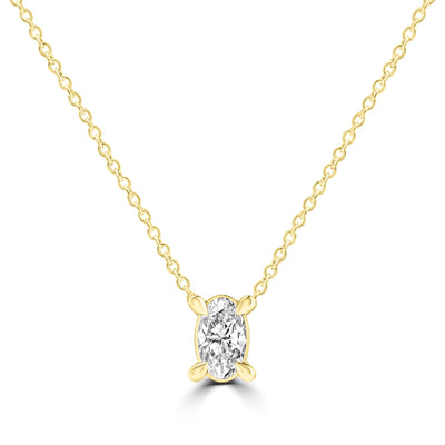 Diamond Oval Necklace with 0.25ct Diamonds in 9K Yellow Gold