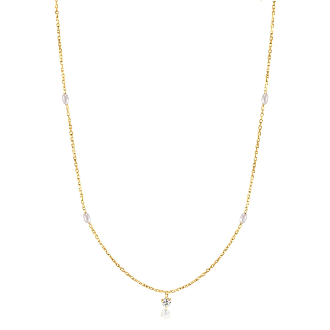 Ania Haie 14kt Gold Pearl and White Sapphire Necklace