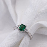 Green Square Natural Emerald Set with 3 Diamonds in Wite Gold | McLean & Co Jewellers Sunshine Coast