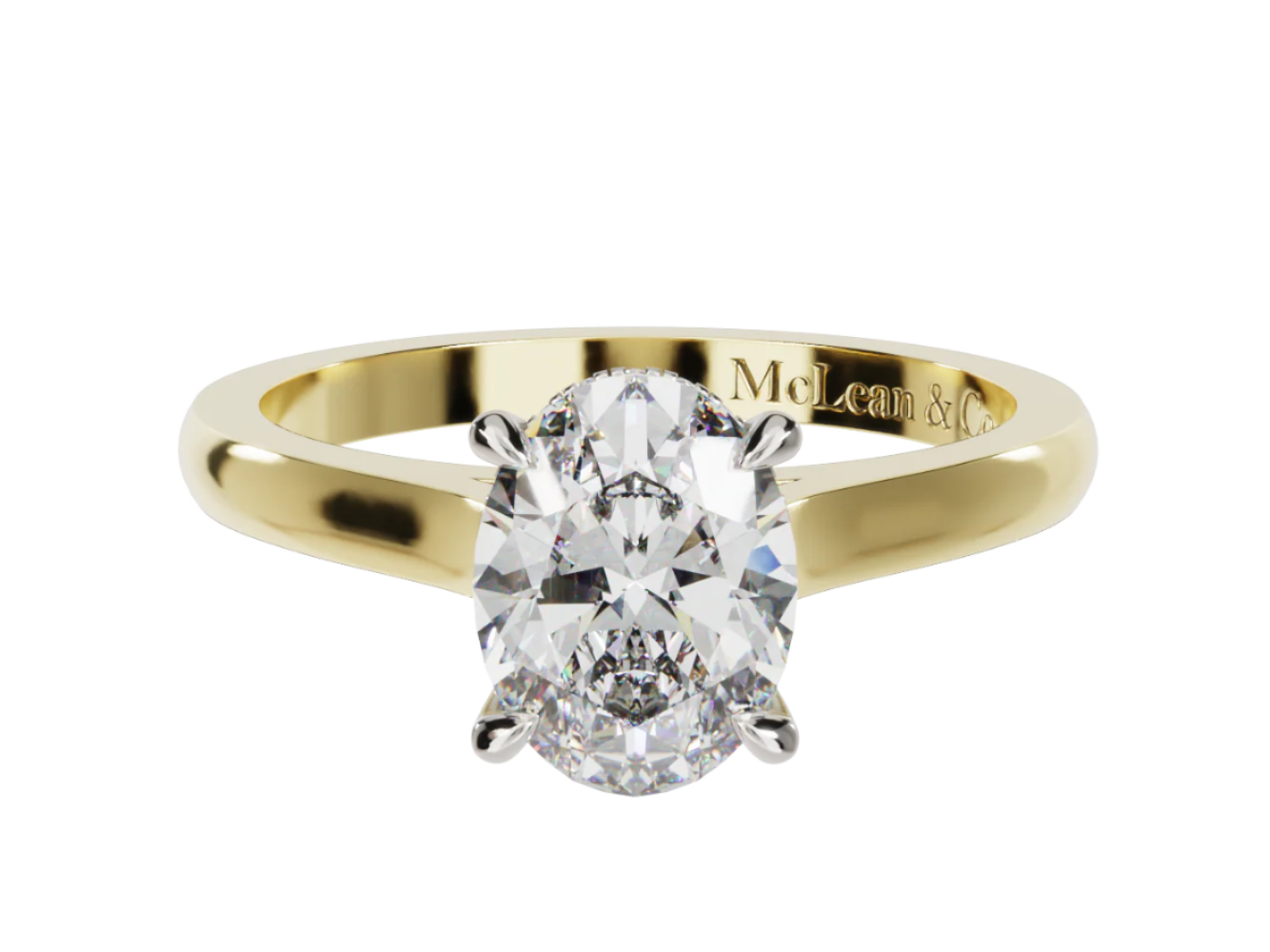 Gold ring with a diamond on a white background