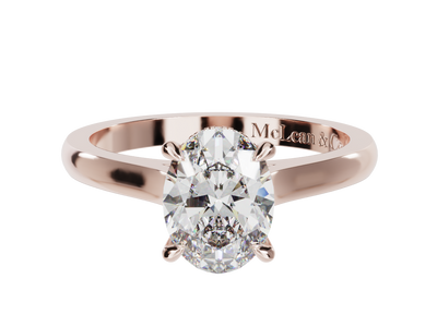 Hidden Halo Solitaire Oval Cut Engagement Ring