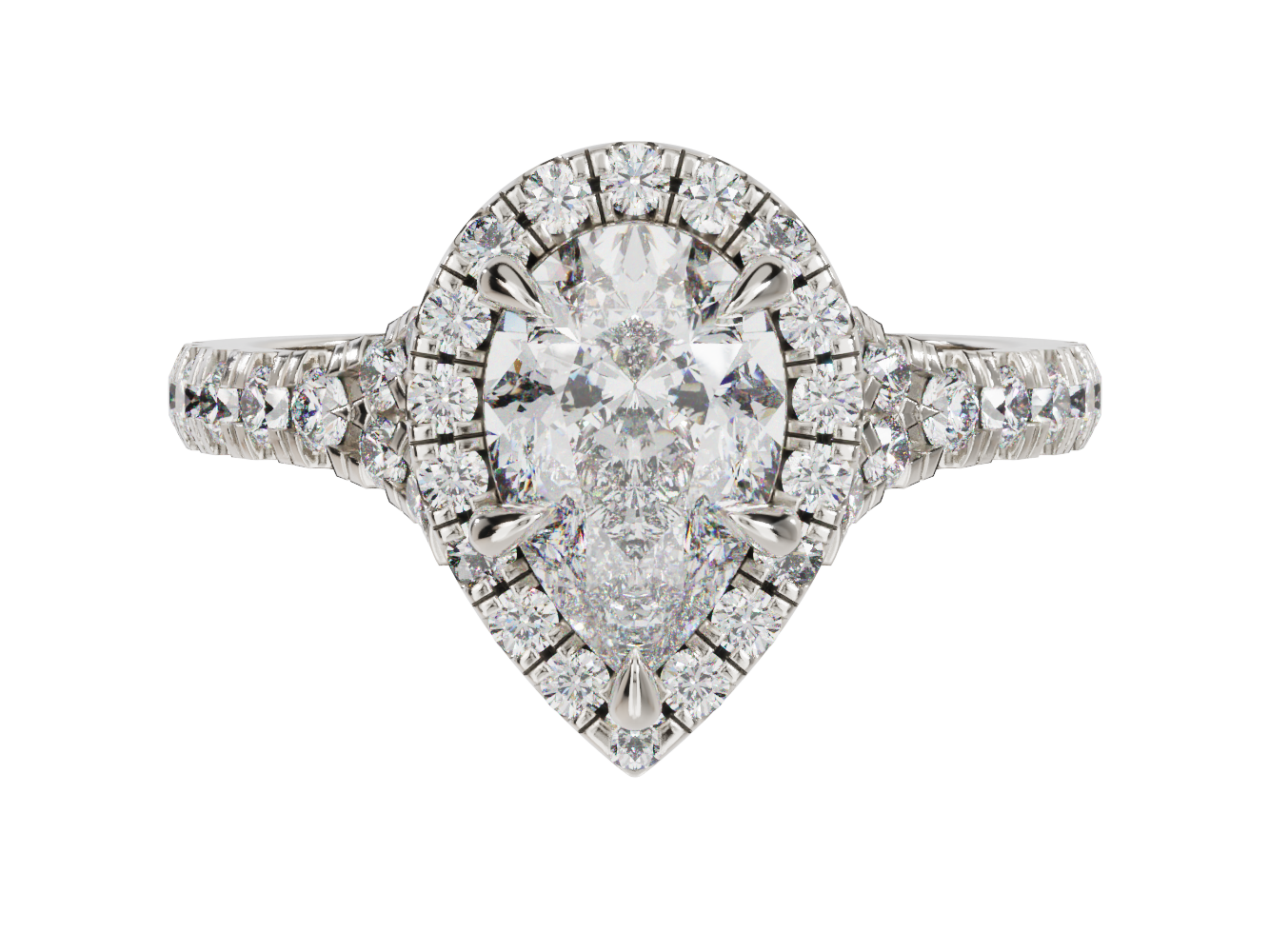 'Karlie' Pear Halo Engagement Ring