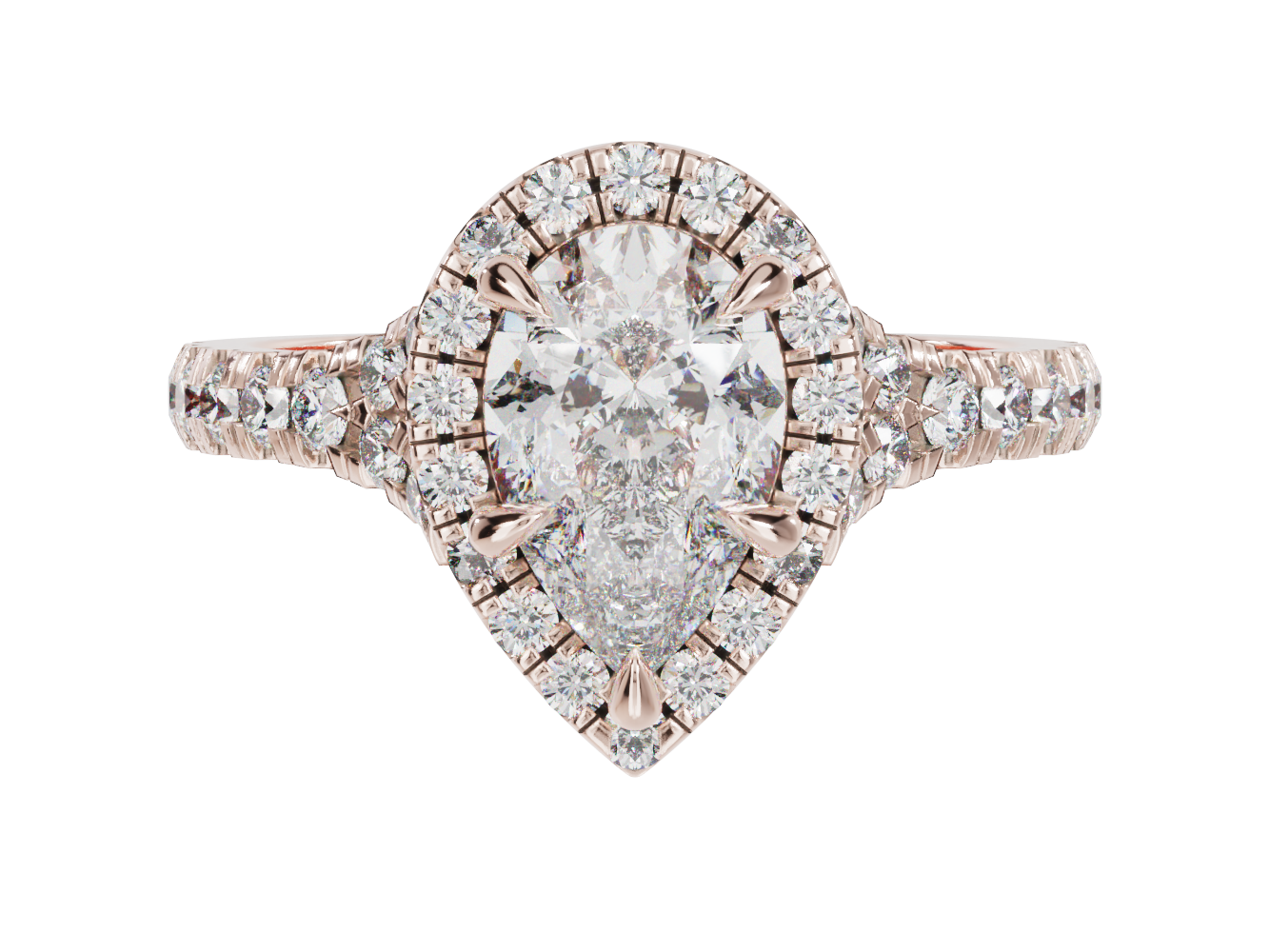 'Karlie' Pear Halo Engagement Ring